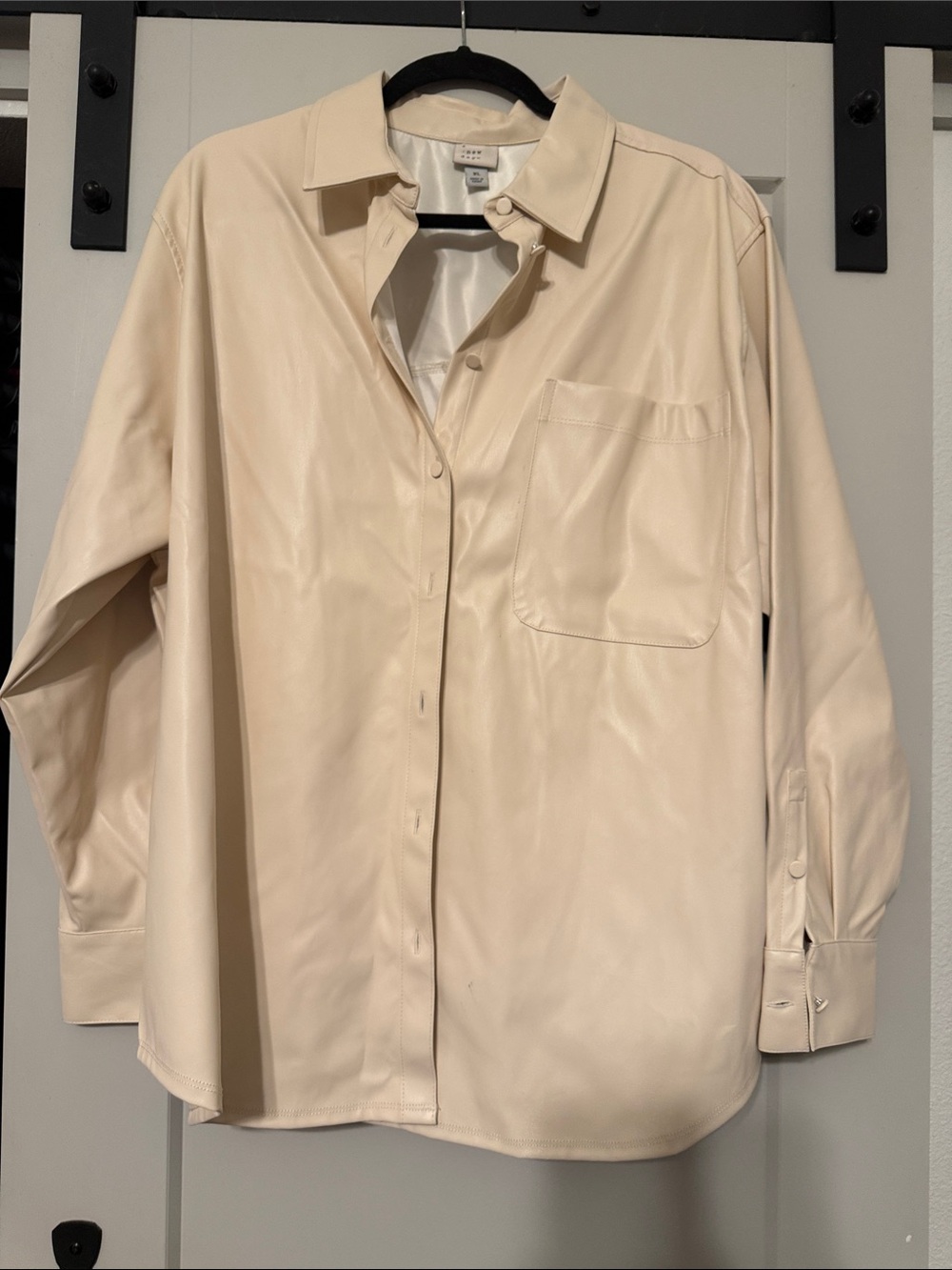 a new day Cream Faux-Leather Button-Up Shirt
